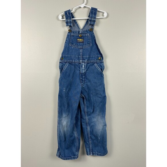 Vintage Oshkosh B'gosh Kids Overalls Size 4T Made in USA Blue Bibs Boys - Picture 1 of 6